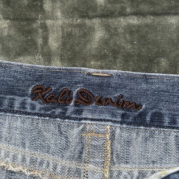 Kali Denim Mini Skirt Women's 13 Blue Embroidered Floral Beaded Y2K Micro Mini - Picture 6 of 9